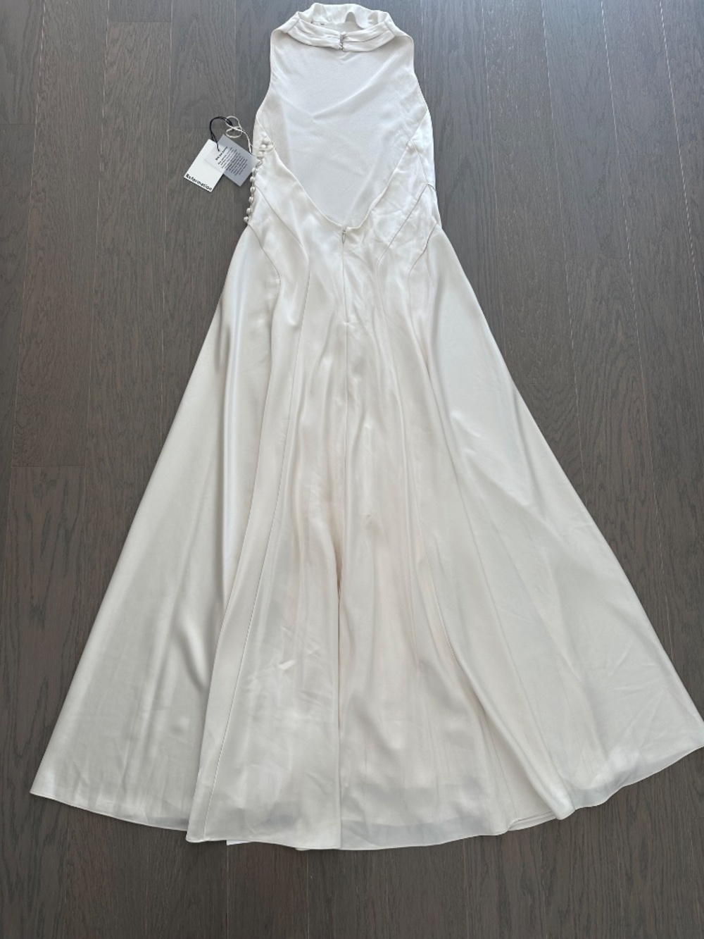 Reformation ROY Satin Wedding Dress Halter Gown Fior Di Latte Ivory With Tags 8 - Picture 3 of 12